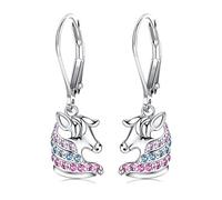 ORAZIO Glücklich Pferd Ohrringe Creolen Sterling Silber 925 für Frauen Mädchen, Baumeln Niedliche Pferde-Ohrringe Hängend für Pferdeliebhaber, Hypoallergen Silber Schmuck Geburtstag Geschenk