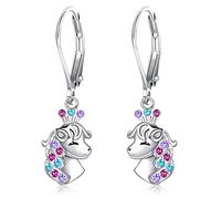 ORAZIO Glücklich Pferd Ohrringe Creolen Sterling Silber 925 für Frauen Mädchen, Baumeln Niedliche Pferde-Ohrringe Hängend für Pferdeliebhaber, Hypoallergen Silber Schmuck Geburtstag Geschenk