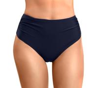 Orbgons Damen Bikinihose Mit Raffung Schnü, Bikini Hose Damen Schwarz Klassisch Badehose Strandhose High Waist Sexy Bikini Unterteil Für Frauen Badeshorts Swimsuits, Vollständig bedeckende (Navy, M)