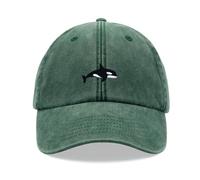 Orca Whale Baseball Cap Vintage Washed Unisex Dad Hat Adjustable, flaschengrün, Einheitsgröße