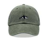 Orca Whale Baseball Cap Vintage Washed Unisex Dad Hat Adjustable, olivgrün, Einheitsgröße