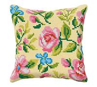 Orchidea Cross Stitch Kit: Cushion: Large Kreuzstich-Set: Kissen: groß, Rosen auf beigem Hintergrund, 40 x 40 cm