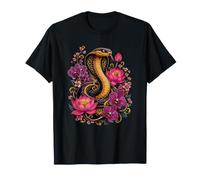 Orchidee Lotus Kobra Schlange Floral Tattoo Style T-Shirt