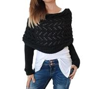 Ordaba 2024 Multifunktions-Strickschal mit Zopfmuster, für Damen, weicher Schal, 2-in-1-Pullover-Schal mit Ärmeln, Schwarz , Einheitsgröße