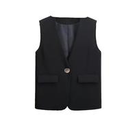 ORDOBO Anzugweste Für Damen - Blazer Weste Damen Slim Kurze Ärmellose Jacke Oberbekleidung Weste Strickjacke V-Ausschnitt Retro Business Büro Arbeitsoberteile Mantel,Schwarz,3XL