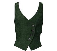 ORDOBO Anzugweste Für Damen - Formale Weste Für Damen, V-Ausschnitt, Vintage-Weste, Hochzeit, Retro, Schmal, Einreihig, Für Geschäftsbüro, Ärmellose Strickjacke, Jacke, Tops, Grün, M