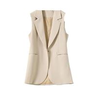 ORDOBO Anzugweste Für Damen - Frühling Sommer Mode Koreanischen Stil Frauen Blazer Weste Ärmellose Jacke Schlanke Weste Tops M-XXL Retro Business Büro Mantel, Khaki, XL