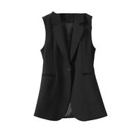 ORDOBO Anzugweste Für Damen - Frühling Sommer Mode Koreanischen Stil Frauen Blazer Weste Ärmellose Jacke Schlanke Weste Tops M-XXL Retro Business Büro Mantel, Schwarz, XXL