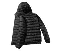 ORDOBO Herren Daunenjacke - Herbst Winter Ultraleichte Daunenjacke Mit Kapuze Weich Warm Winddicht Einfach Einfarbig Mit Tasche Lockere Mantelkleidung,Schwarz,Xl