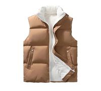 ORDOBO Herren Fleeceweste Jacke -Winter Herren Warm Ärmellos Klassisch Einfarbig Weste Dick Mode Stehkragen Reißverschluss Tops Strickjacke Streetwear,Braun,4XL