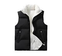 ORDOBO Herren Fleeceweste Jacke -Winter Herren Warm Ärmellos Klassisch Einfarbig Weste Dick Mode Stehkragen Reißverschluss Tops Strickjacke Streetwear,Schwarz,4XL
