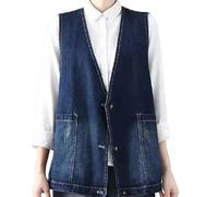 ORDOBO Jeansweste Für Damen - Frühling Sommer V-Ausschnitt Frauen S-4Xl Plus Größe Lose Weste Jacke Taschen Weste Ärmellose Strickjacke Einfache Elegante Büromantel, 3XL