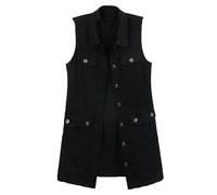 ORDOBO Jeansweste Für Damen - Herbst Winter Jacke Frauen Koreanischen Stil Lose Vintage Weste Casual Ärmellose Mantel Plus Größe Lange Tops Mode Streetwear, Schwarz, M