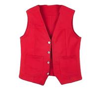 ORDOBO Jeansweste Für Damen - Kurze Damen-Jacke, Einfarbig, V-Ausschnitt, Ärmellos, Modisch, Lässig, Frühling Und Herbst, Weste, Oberteile, Oberbekleidung, Elegante Vintage-Kleidung, Rot, M