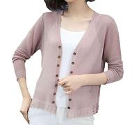 ORDOBO Sommer-Strickjacke Für Damen - Frühling Herbst Strickjacke Frauen Ausgehöhlter Schal Strickpullover Dünne Jacke Mantel Tops Oberbekleidung Einfarbige Kleidung,Rosa,3XL
