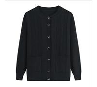 ORDOBO Strickjacke Für Damen - Mittleres Alter Ältere Mutter Strickjacke Herbst Vintage Rundhals Strickmantel Mode Outdoor Warme Streetwear,Schwarz,3XL