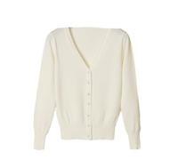 ORDOBO Strickjacke Für Damen - Stricken Tops Jacke Frühling Herbst Frauen Elegante Langarm V-Ausschnitt Einfarbig Pullover Mantel Für Tägliche Büro Einfache Kleidung,Weiß,4XL