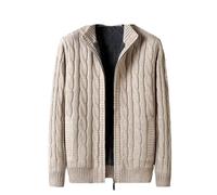 ORDOBO Strickjacke Für Herren - Fleece Dicke Warme Winter Reißverschluss Pullover Mantel Männer Strickjacke Strickwaren Kleidung Tops Einfarbig Casual Einfache Outdoor Streetwear,Khaki,7XL