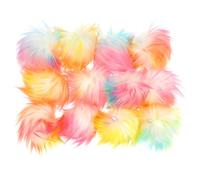 ORFOFE 12 Stück Kunstfell Pompons mit Elastikband 8cm Durchmesser Flauschige Selbstgemacht Anhänger für Mützen Schlüsselanhänger Taschen und Schuhe