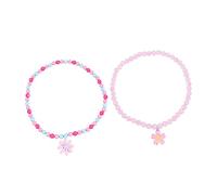 ORFOFE 2 Stück Acryl Halskette mit Sonnenblumen Kirschblüten Anhänger Bunte Perlenkette für Mädchen Modisches Schmuckzubehör für Party Tanz und Alltag