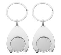 ORFOFE 2 Stück Einkaufswagen Schlüsselanhänger aus Robustem Metall mit Einkaufschip Tragbarer Trolley Token Schlüsselring für Supermarkt und Alltag