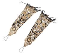 ORFOFE 2 Stück Fingerlose Spitzenhandschuhe Damen Steampunk Armband mit Floraler Stickerei Leichte Bronzefarbene Gothic Handschuhe für Hochzeit Halloween Party Vielseitiges