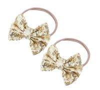 ORFOFE 2 Stück Haarband mit Glitzernden Schleifen Weiches Elastisches Stirnband für Junge Mädchen und Kleinkinder Sicherer Haarschmuck für Fotos Geburtstage und Babypartys Goldfarben