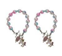 ORFOFE 2 Stück Handgefertigte Perlenarmbänder für Damen mit Einhorn Anhänger Hautfreundliches Material Modischer Schmuck für Geschenk und Alltag