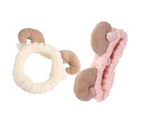 ORFOFE 2 Stück Plüsch Spa stirnbänder für Damen Elastische Rutschfeste Makeup Hautpflege haarbänder mit Niedlichen Schaf ohren Beige Weich und Langlebig für Gesichtsreinigung und