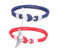 ORFOFE 2 Stück Survival Rope Chain Armband mit Walflossen anhänger Handgefertigte Nautik Paracord Armbänder für Damen und Herren Verstellbar Robustes Seil Modische Partnerarmbänder für