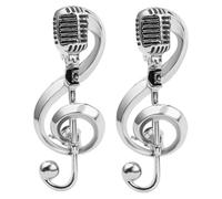 ORFOFE 2 Stück Vintage Musiknoten Mikrofon Broschen Set Modische Retro Anstecknadeln aus Robustem Legierungsmetall Musikalisches Design für Damen und Herren Vielseitiges