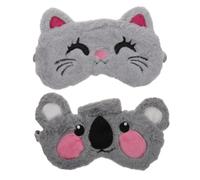 ORFOFE 2stücke Plüsch Schlaf Augenmaske Cartoon Design Augenabdeckung Für Flugzeug Reise Camping Hotel Bett Schlafhelfer Unisex Geschenk