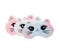 ORFOFE 3 Stück Teiliges Weiche Schlafmaske mit Niedlichem Katzen Design Lichtundurchlässige Augenbinde für Elastische und Atmungsaktive Augenabdeckung für Erholsamen Schlaf und Augen