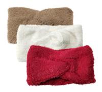 ORFOFE 3 Stück Weiches Warmes Stirnband mit Knoten Breites Flauschiges Damen Haarband als Ohrwärmer für Kalte Wintertage Gemütlich und Komfortabel Modisch in Weiß Rot und Khaki