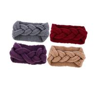 ORFOFE 4 Stück Teiliges Winter Stirnband mit Knöpfen Ohrwärmer Kopfband für Damen Warmes Gestricktes Sport Haarband Ohr Stirnschutz für Outdoor Aktivitäten Zufällige Zufällige Farbe