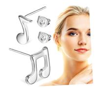 ORFOFE Asymmetrische Kleine Musiknoten Ohrstecker aus Kupfernickel Minimalistischer Leichter Schmuck mit Glatten Kanten Antiallergisch Geschenk für Frauen Musikliebhaber