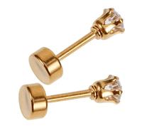ORFOFE Goldene Ohrstecker Damen 1 Paar mit 3mm Weißem Zirkonia Strass Modische Metallohrringe für Alltag Party und Hochzeit