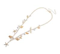 ORFOFE Goldene Taillenkette mit Muscheln und Imitationsperlen Verstellbarer Bauchketten Gürtel mit Seestern Motiv Strand Schmuck für Damen und Mädchen