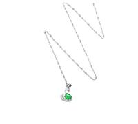 ORFOFE Swan Shape Halskette Damen Grün Jade Anhänger Zirkonia Schmuck Elegant Leicht Alltagsmode Geschenk für Mädchen Frauen