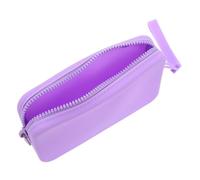 ORFOFE wasserdichte Kleine Silikon Kosmetiktasche mit Reißverschluss Tragbarer Kulturbeutel Damen Rechteckige Schminktasche Leicht und Organisiert für Reise und Alltag Violett
