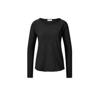 Langarmshirt RICHROYAL "2409 O HJ LS", Damen, Gr. XS, schwarz, Single Jersey, Obermaterial: 100% Baumwolle, Rundhals, Shirts Langarmshirt, mit offener Ausschnittkante und Saum (32274835-XS) schwarz