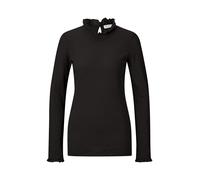 Rich & Royal - Organic Slub Frill Longsleeve black - Gr. - XS