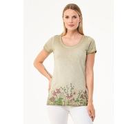 ORGANICATION Cold Pigment Dyed T-Shirt aus Bio-Baumwolle mit Blume-Print Grün(Olive) XL