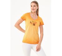 ORGANICATION Cold Pigment Dyed T-Shirt aus Bio-Baumwolle mit Frucht-Print Gelb(Mango) XL