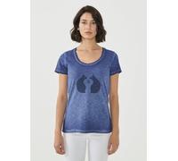 ORGANICATION Cold Pigment Dyed T-shirt aus Bio-Baumwolle mit Katzen-Print INDIGO XL