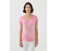 ORGANICATION Cold Pigment Dyed T-shirt aus Bio-Baumwolle mit Pflanzen-Print HOT PINK XS