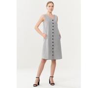 ORGANICATION Geknöpftes Kleid aus Bio-Baumwolle mit Streifenmuster SHADOW/OFF WHITE L