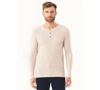 ORGANICATION Geripptes Henley Langarmshirt aus Bio-Baumwolle STONE XXL