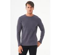 ORGANICATION Geripptes Langarmshirt aus Bio-Baumwolle ASPHALT XL