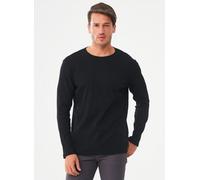 ORGANICATION Geripptes Langarmshirt aus Bio-Baumwolle BLACK M